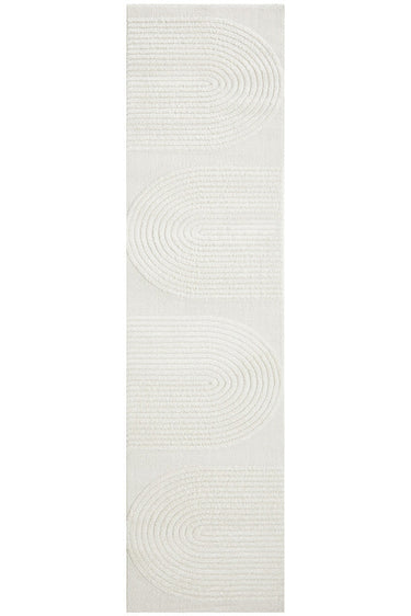 Lotus Abbey White Modern Arch Pattern Hallway Runner Rug